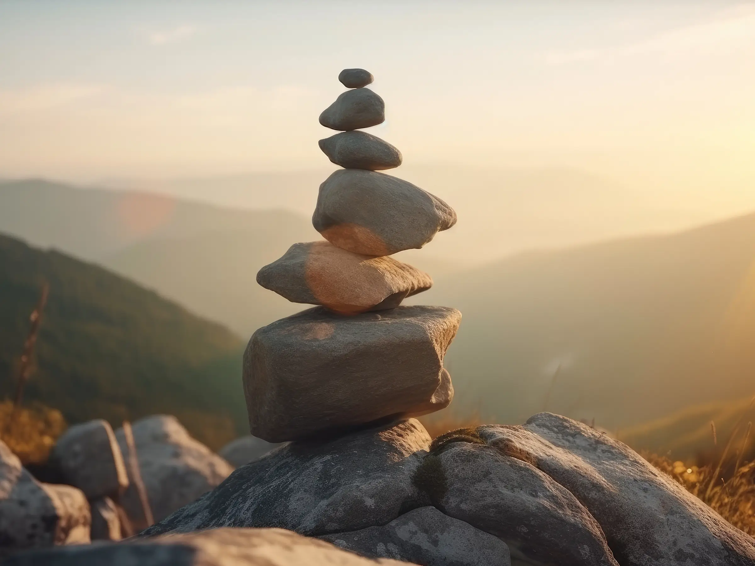 Stones Balancing atop a Mountain